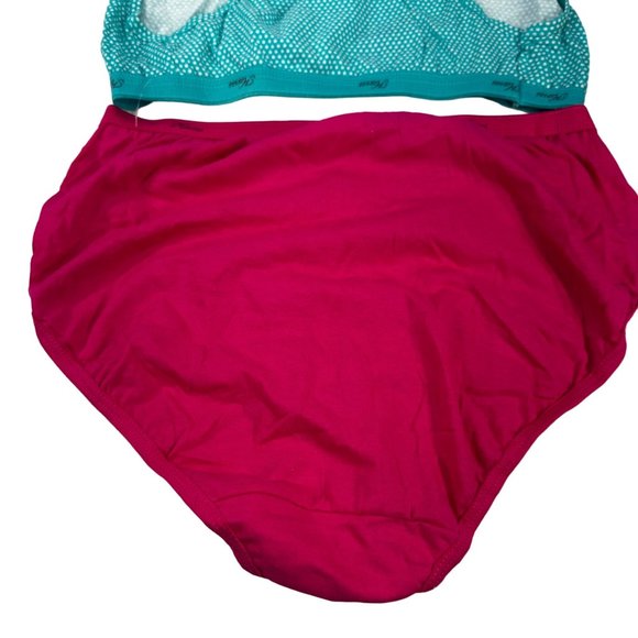 Lot Of 2 Hanes Women's Sz XL 8 Panty Brief Hi Cut 1 Pink 1 Green Polka Dot NWOT - Picture 2 of 9